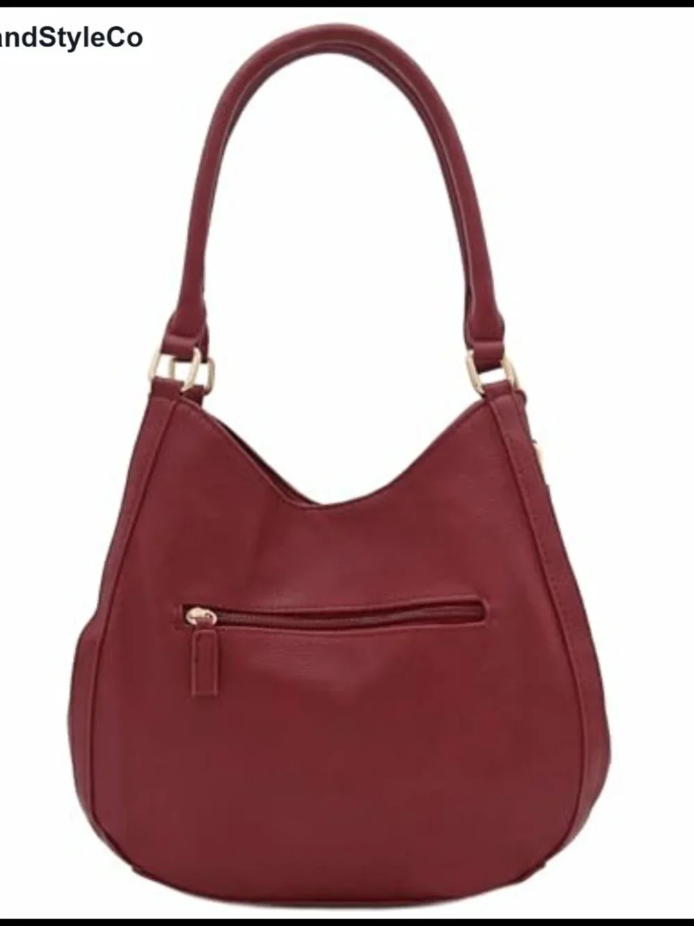 Faux Leather Lightweight 3 Compartment Hobo Bag Top Handle Shoulder Purse